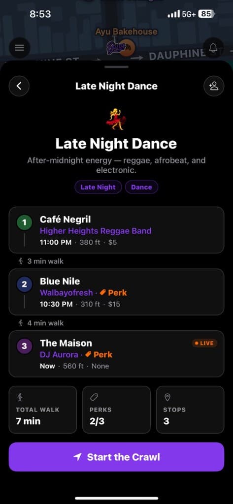 Bar crawl screenshot